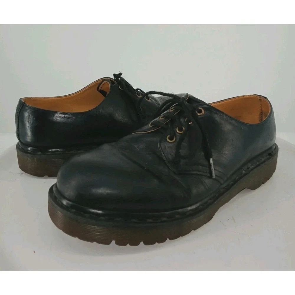 Vintage Dr Martens Shoes Mens US 10 Black Leather Oxfords England  C131